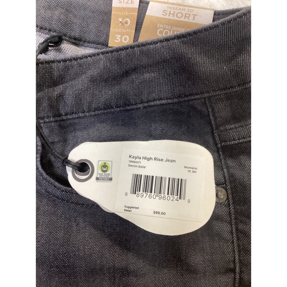 Prana Kayla High Rise Jean Womens 10 Short Dark Grey Stretch Denim 1968371 NWT - Picture 3 of 6